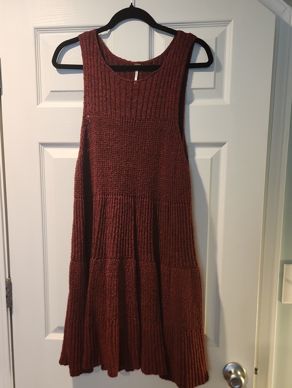 Free People Ribbed Sleeveless Mini Dress in Deep Burgundy